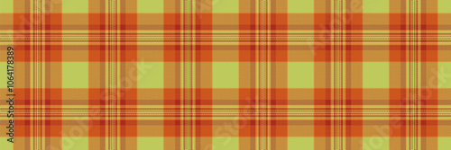 Intricate background tartan textile, printing vector seamless fabric. Paisley check texture plaid pattern in orange and lime colors.