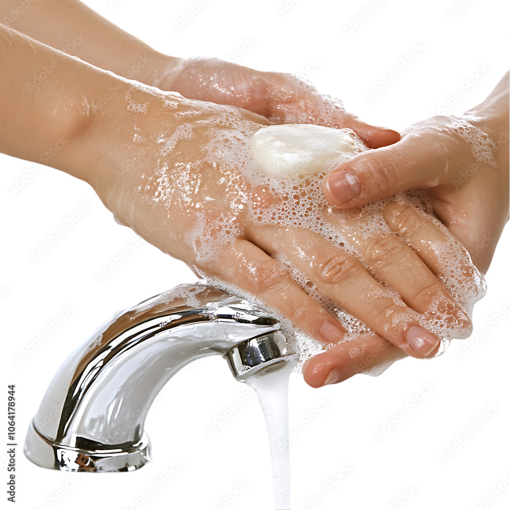 Fototapeta premium Muslim hands taking ablution before praying isolated over white background