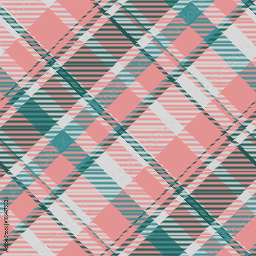 Ornate plaid pattern background, international seamless textile vector. Heritage tartan fabric texture check in red and gainsboro colors.