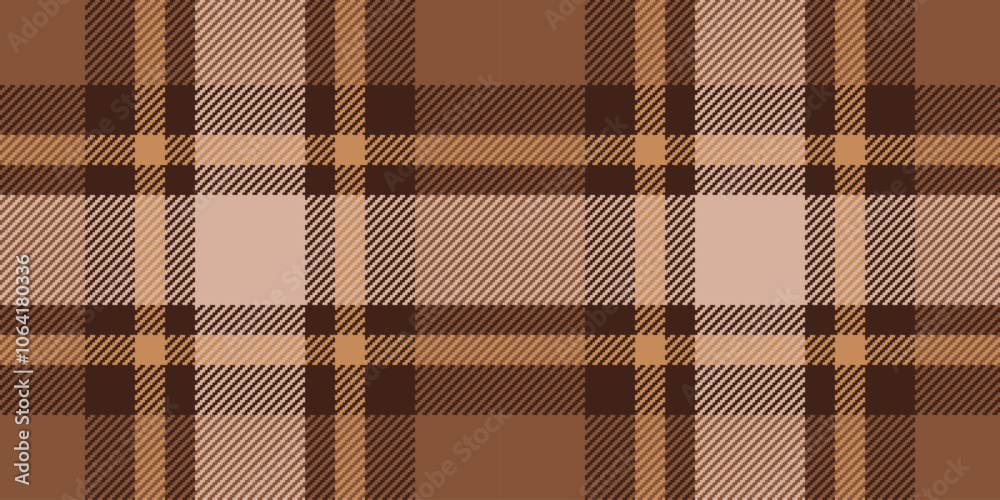 Dress textile check pattern, template texture fabric background. Other vector plaid seamless tartan in orange and dark colors.