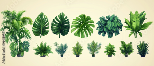 Illustration de feuilles de monstera tropicales avec détails botaniques photo