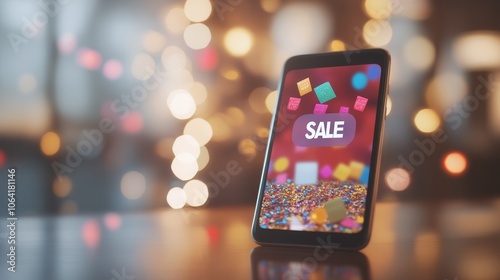 Smartphone Screen Displaying Holiday Sale Pop-Up Banner