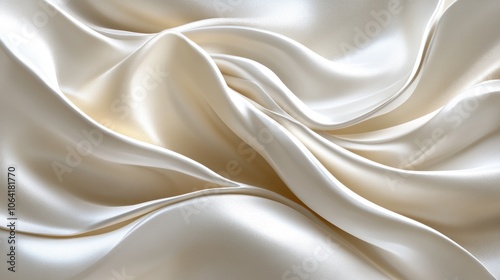 Smooth, white satin fabric with elegant folds and curves.