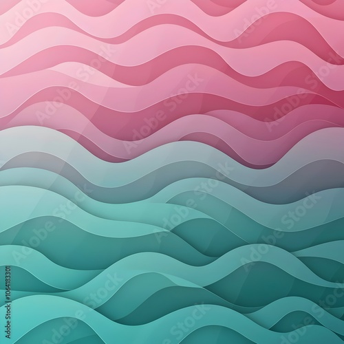 A vibrant abstract background featuring flowing waves in shades of pink and turquoise, creating a calm and soothing atmosphere with a modern design.