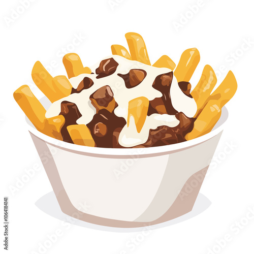 Poutine quebec meal french fries vector illustration