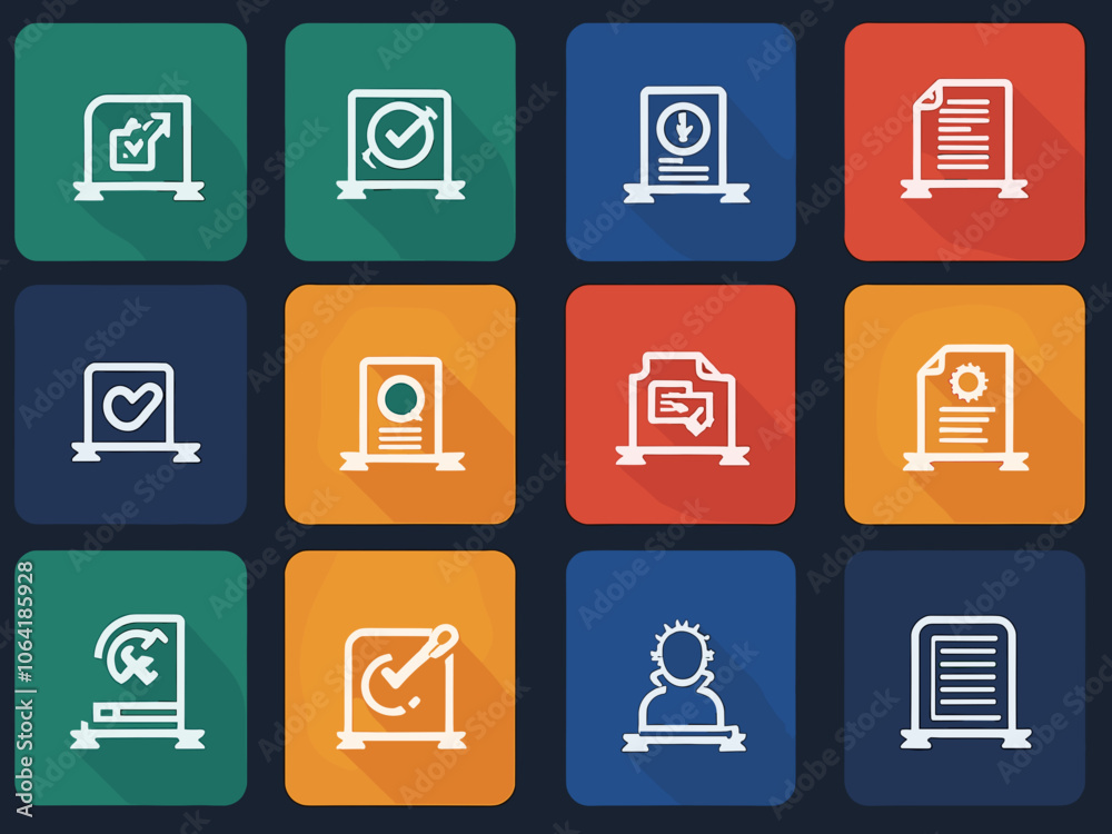 Quality management icon collection set. Containing product, service, improvement, achieve, planning, assurance, customer icon. Simple flat vector. Quality management icon collection set. Containing product, service, improvement, achieve, planning, assurance, customer icon. Simple flat vector.