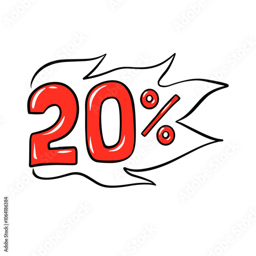 Twenty Percent Discount Off with Flame Illustration photo