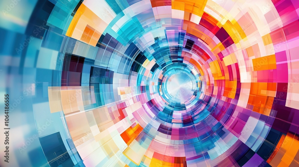 Fototapeta premium A vivid abstract depicting a blue sky with a centrally placed hole of diverse hues encircling it
