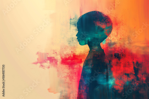 Colorful Abstract Silhouette of a Child in Profile