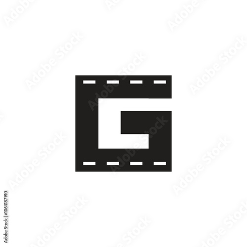 Logo letter G movie strip film with blank background