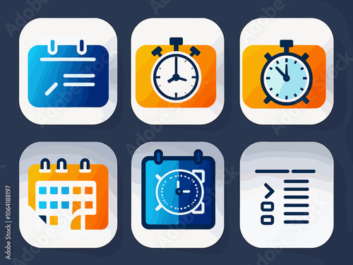 Planning icon collection set. Containing implementation, planner, memo, stopwatch, project, process, iteration icon. Simple line vector.