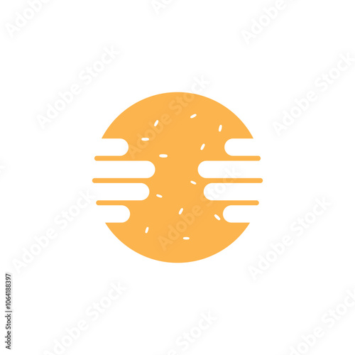 Logo hand hold burger bun with sesame seed and blank background