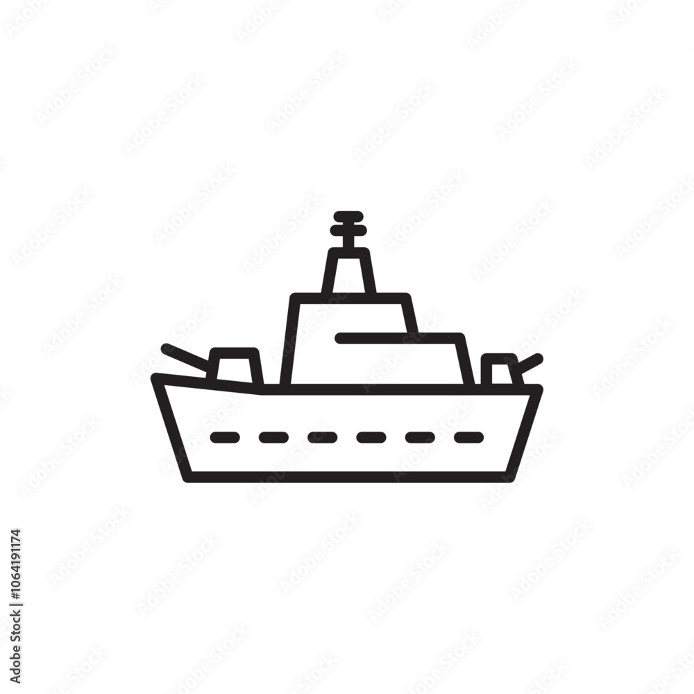 Obraz premium Warship icon Simple thin outline