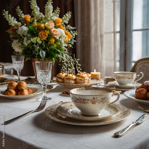 still life with bread and tea 