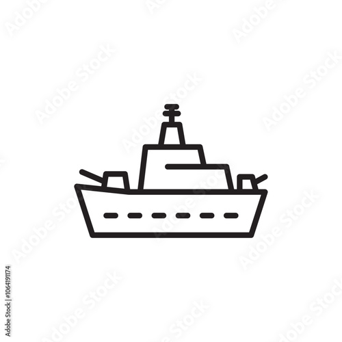 Warship icon Simple thin outline