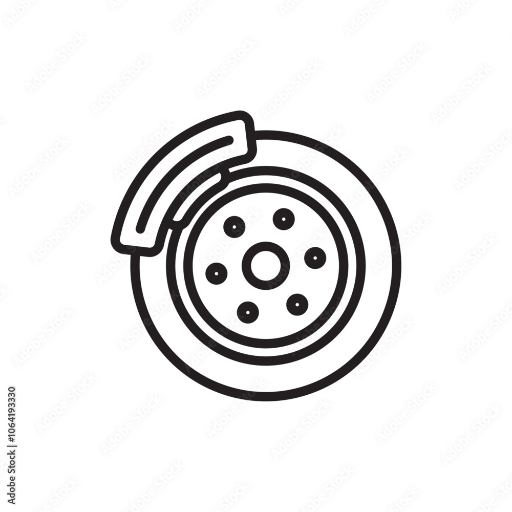 Disk brake icon Simple thin outline