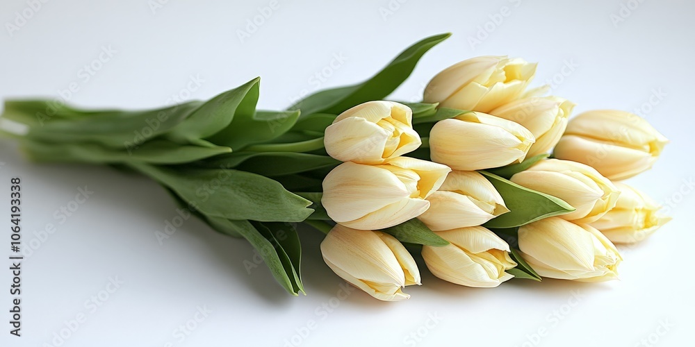 Obraz premium Yellow tulips and white flowers frame blank holiday card