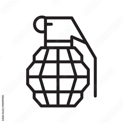 Hand grenade icon Simple thin outline