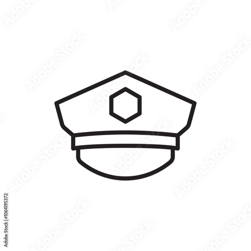 Police cap icon Simple thin outline