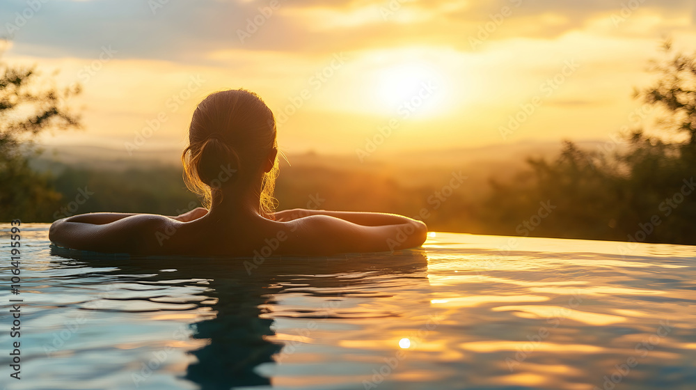 Woman relaxing in a swimming pool, enjoying a summer day . illustration Woman relaxing in a swimming pool, enjoying a summer day . illustration