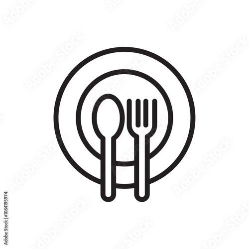 Spoon and fork icon Simple thin outline