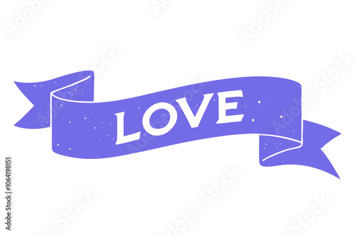 Love Typography Text with Elegant Ribbon Design Vector Illustration