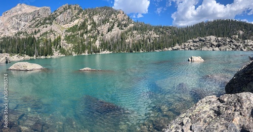 Lake Haiyaha in Rocky Mountain National Park, CO, USA photo