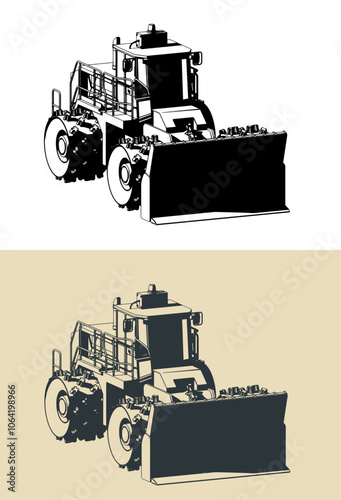 Landfill compactor illustrations
