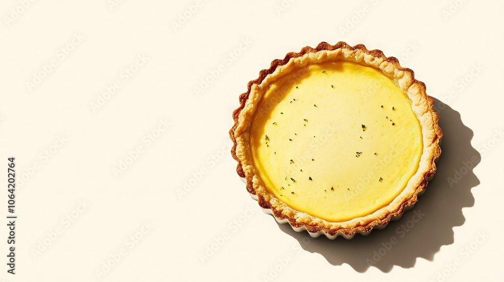 A photo of a pie crust on white background, with a clear shot of its top and a subtle shadow beneath it A photo of a pie crust on white background, with a clear shot of its top and a subtle shadow beneath it