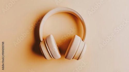 Wallpaper Mural Paper-crafted headphones with realistic details on colorful background Torontodigital.ca