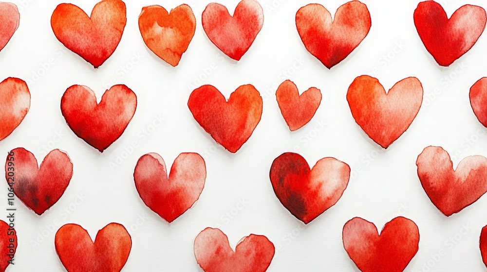 Hand-painted red heart pattern for Valentine's Day backgrounds