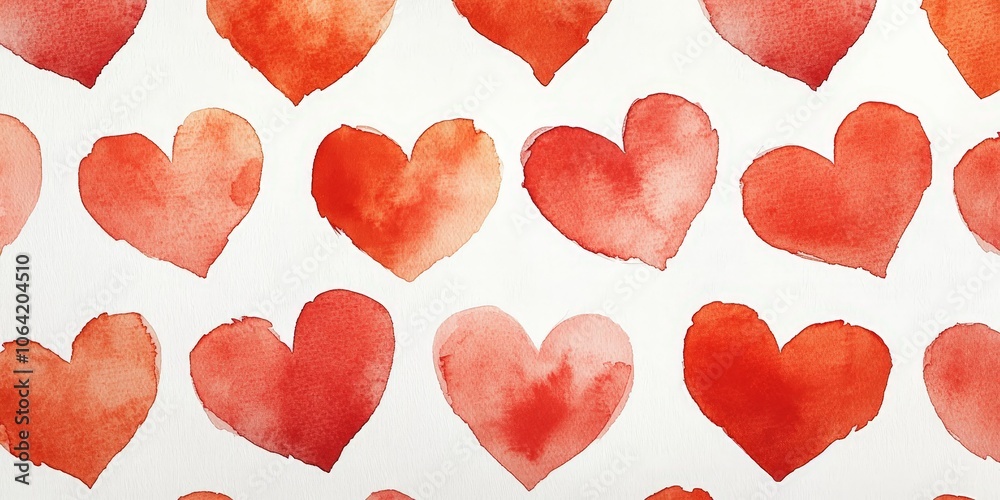 Hand-painted red heart pattern for Valentine's Day backgrounds Hand-painted red heart pattern for Valentine's Day backgrounds