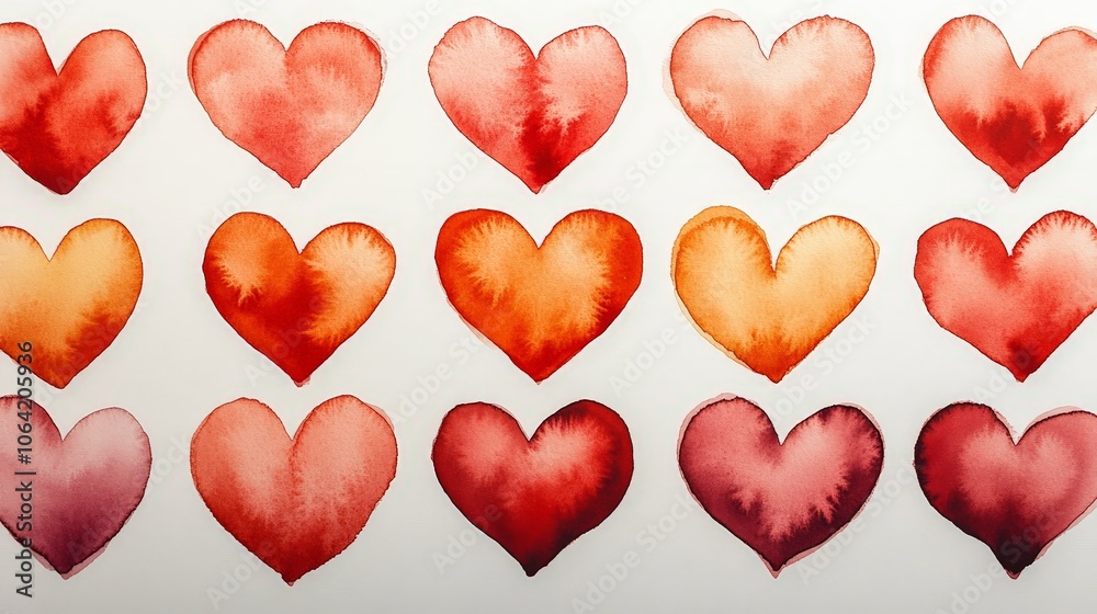 Hand-painted red heart pattern for Valentine's Day backgrounds Hand-painted red heart pattern for Valentine's Day backgrounds