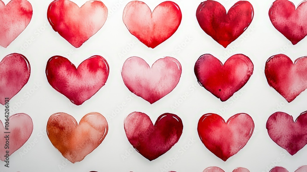 Hand-painted red heart pattern for Valentine's Day backgrounds Hand-painted red heart pattern for Valentine's Day backgrounds