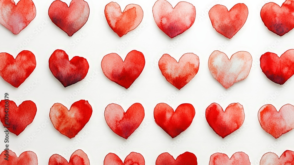 Hand-painted red heart pattern for Valentine's Day backgrounds Hand-painted red heart pattern for Valentine's Day backgrounds