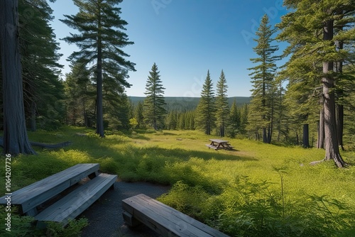 Remote Hemlock Retreat Serene Green Landscape in Isolated Nature