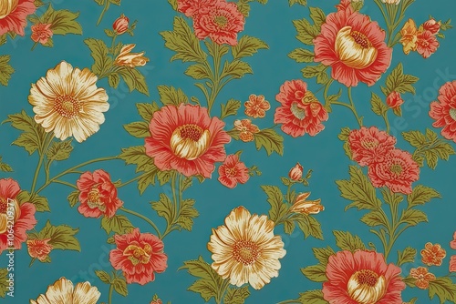 Chic Vintage Floral Wallpaper Design for Textile and Fabric Decoration