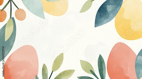   Oranges, lemons, and leaves on a white canvas with space for text