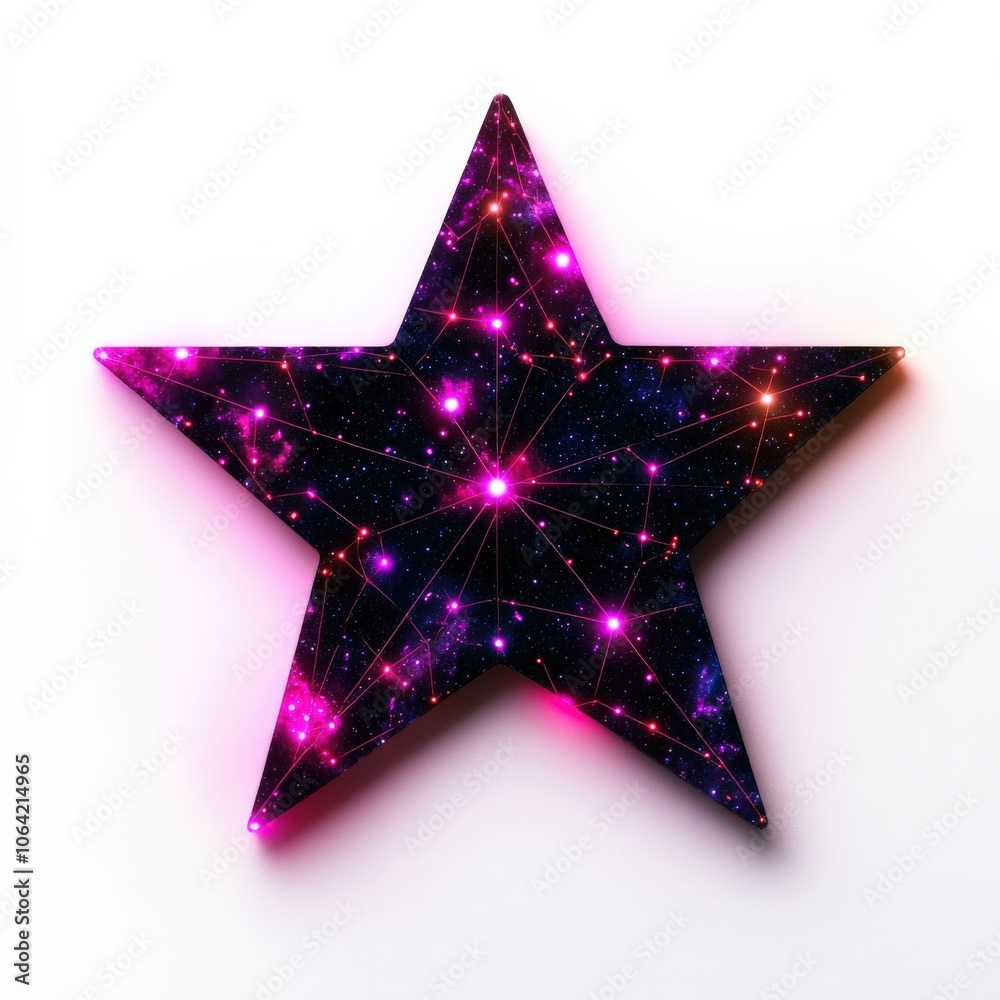 Obraz premium Star shape with a cosmic design, vibrant colors, on a white isolated background.