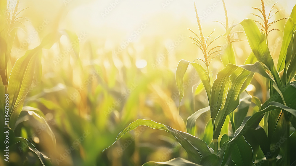 A cornfield bathed in golden sunlight A cornfield bathed in golden sunlight