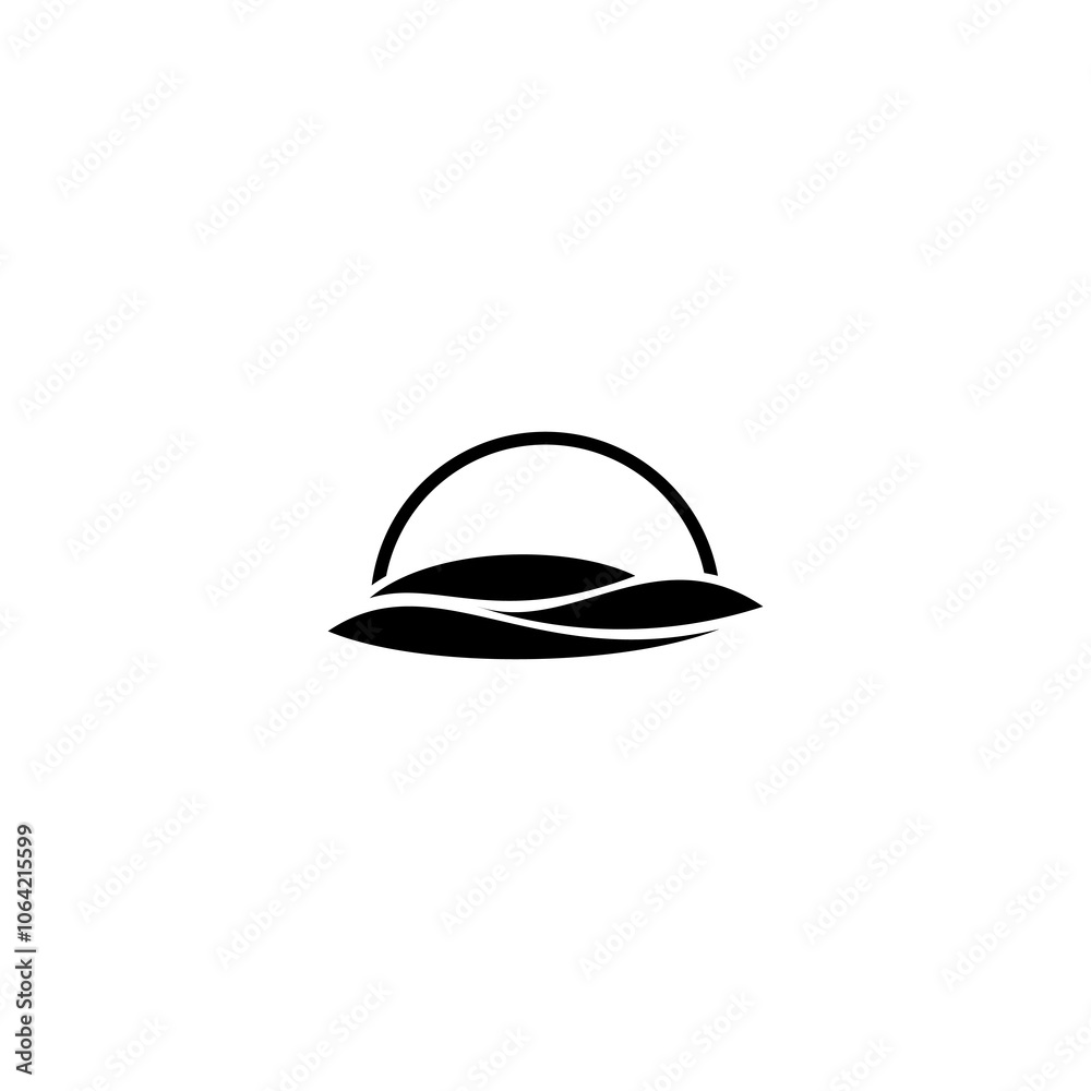 Fototapeta premium Sea or ocean logo in abstract black water waves on white background