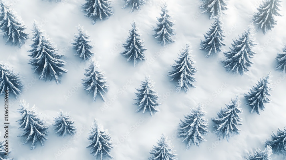 Aerial View of a Snowy Forest with Fir Trees Aerial View of a Snowy Forest with Fir Trees