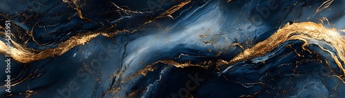 Abstract Swirling Blue and Gold Marble Texture