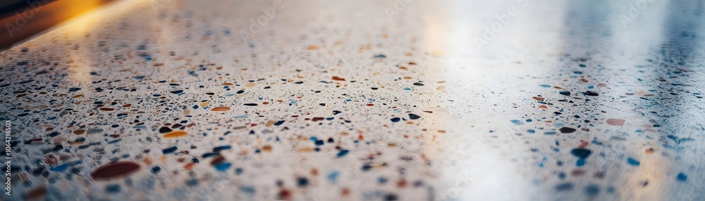 Close-up of a terrazzo surface with a blurred reflection Close-up of a terrazzo surface with a blurred reflection
