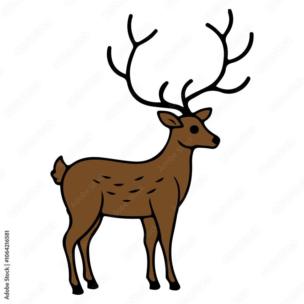 Fototapeta premium Reindeer Christmas clip art design on plain white transparent isolated background for card, shirt, hoodie, sweatshirt, apparel, card, tag, mug, icon, poster or badge