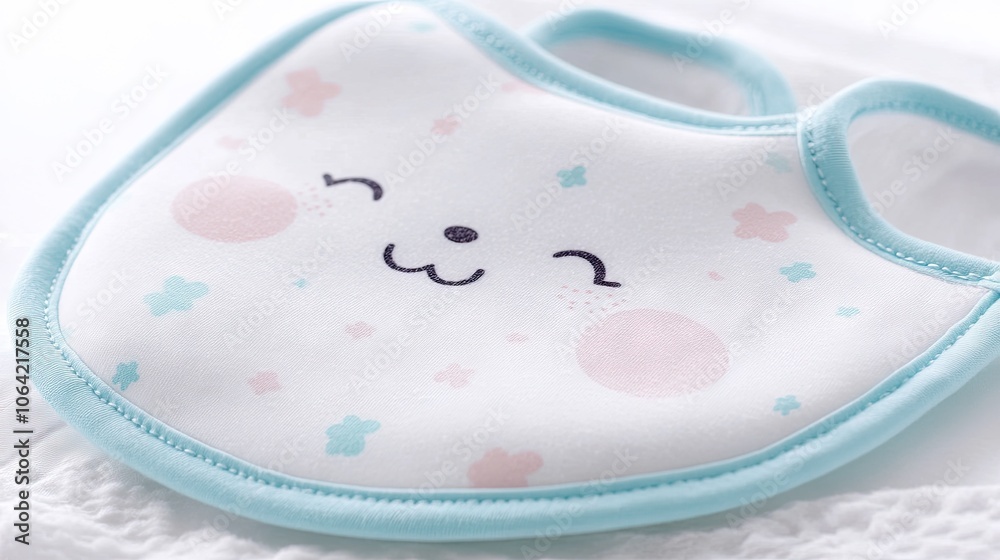 Cute Baby Bib with Smiling Face Design Cute Baby Bib with Smiling Face Design
