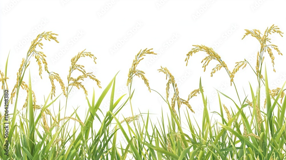 Obraz premium A field of lush green grass billows under a cloudless white sky