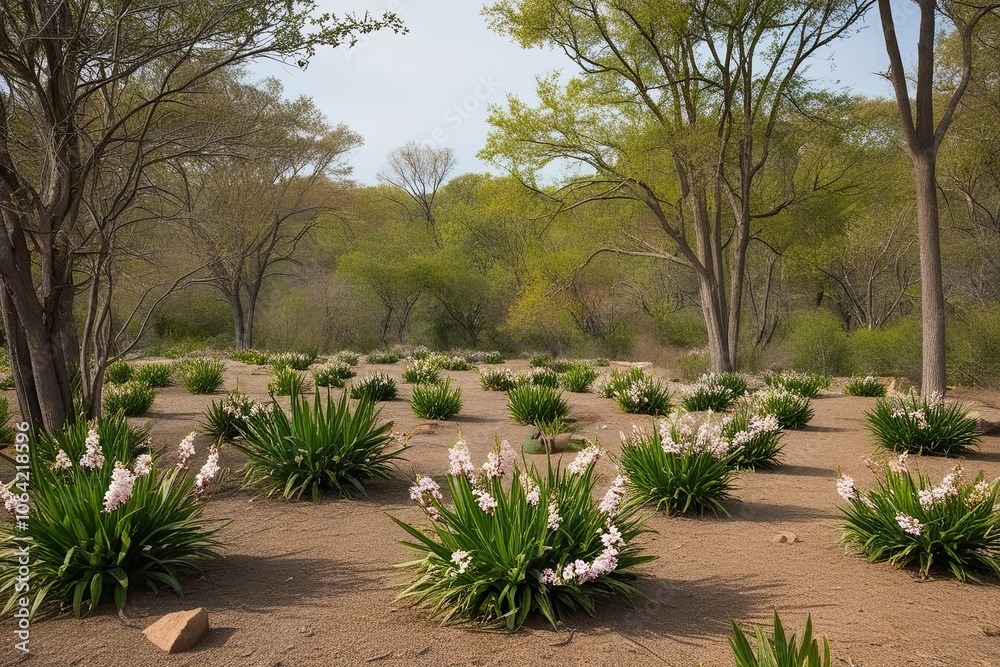 Tranquil Nature Reserve with Flourishing Plants and Trees Tranquil Nature Reserve with Flourishing Plants and Trees