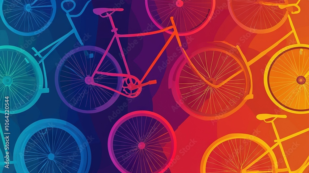 Fototapeta premium A multicolored image of a bicycle on a colorful background featuring the colors of the rainbow