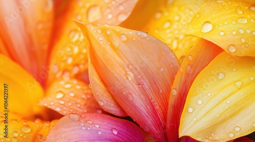 Vibrant and Lush Macro Shot of Blooming Flowers with Dew Drops on the Delicate Petals Showcasing the Vivid Colors and Ethereal Beauty of Nature s Floral Designs